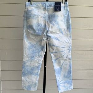 NEW GAP denim boyfriend mid rise fit straight leg tye dye jeans 10/30